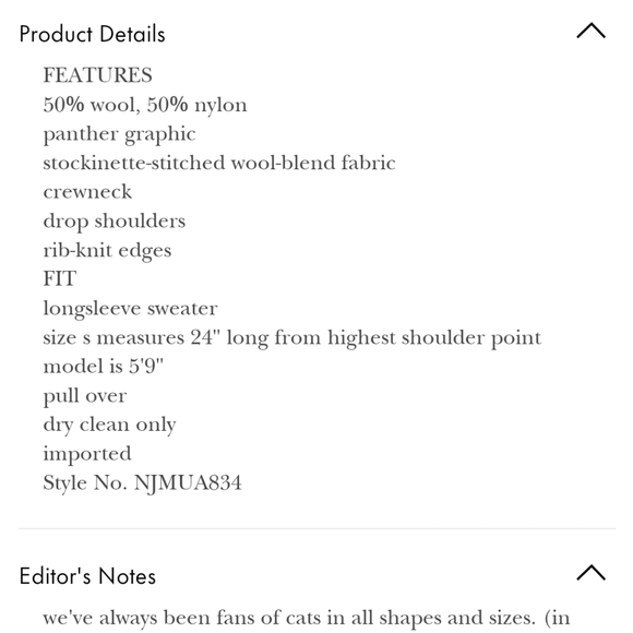 Kate Spade Panther Wool Blend Sweater Size Medium Like New - Picture 6 of 9